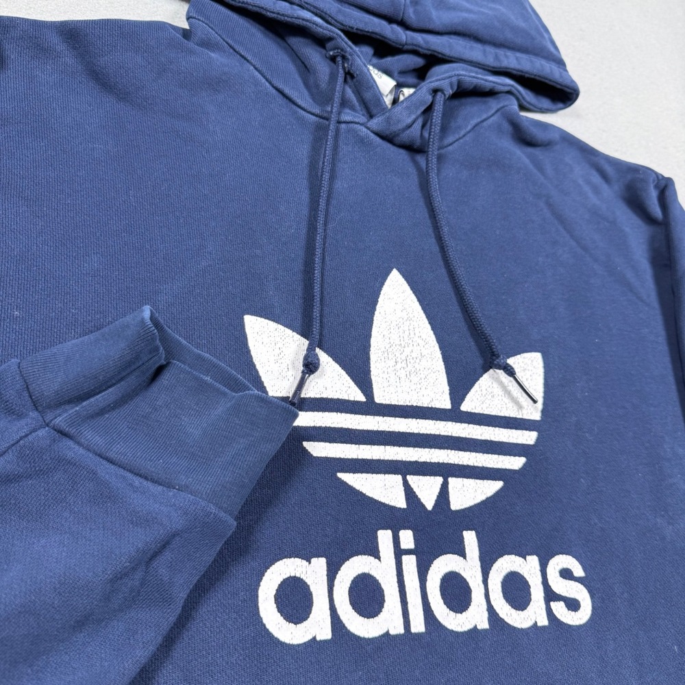 Adidas Originals Trefoil Hoodie Navy Blue White Logo Pullover Sweatshirt